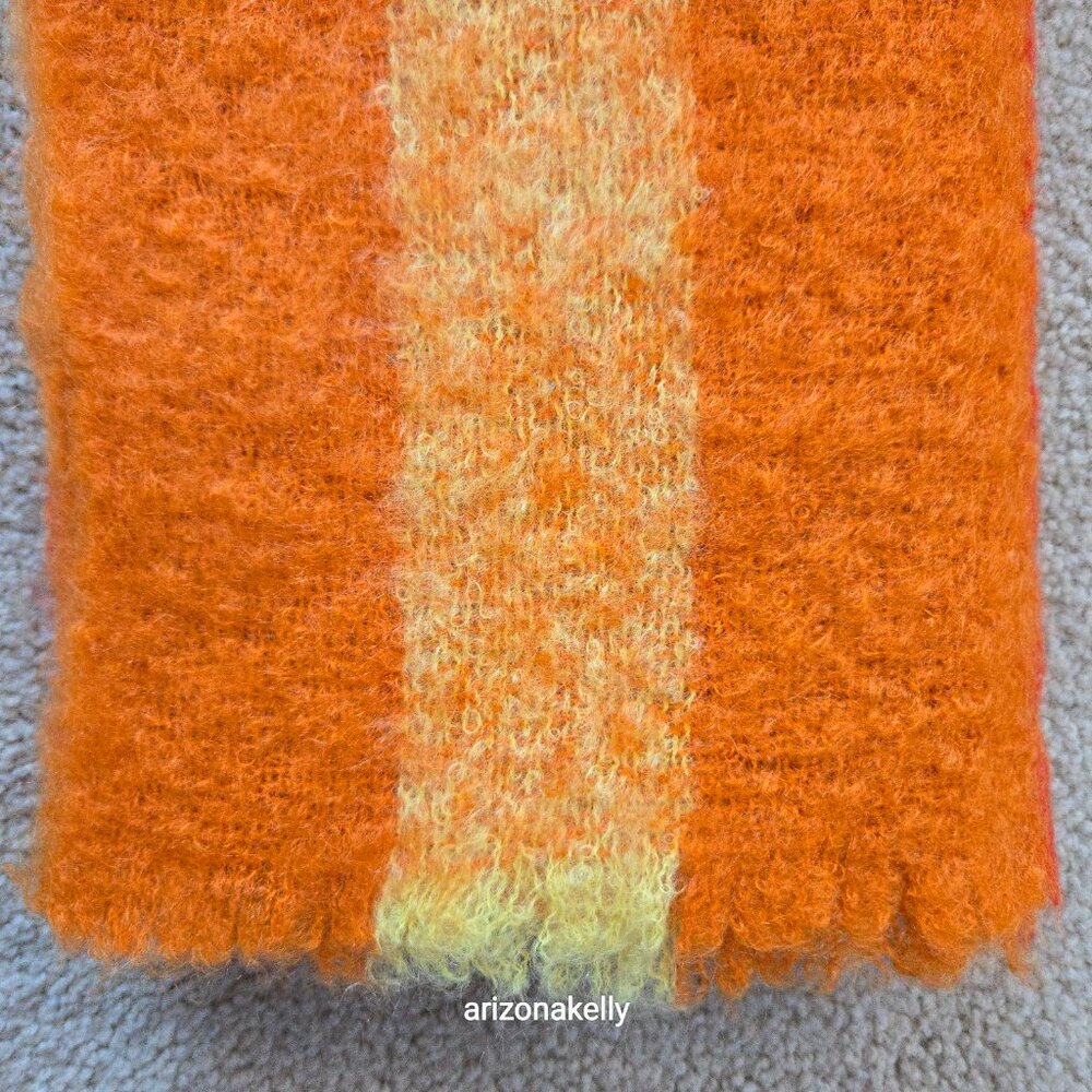 Vibrant Mohair/Wool Scarf Red Green Orange Yellow - Picture 10 of 10
